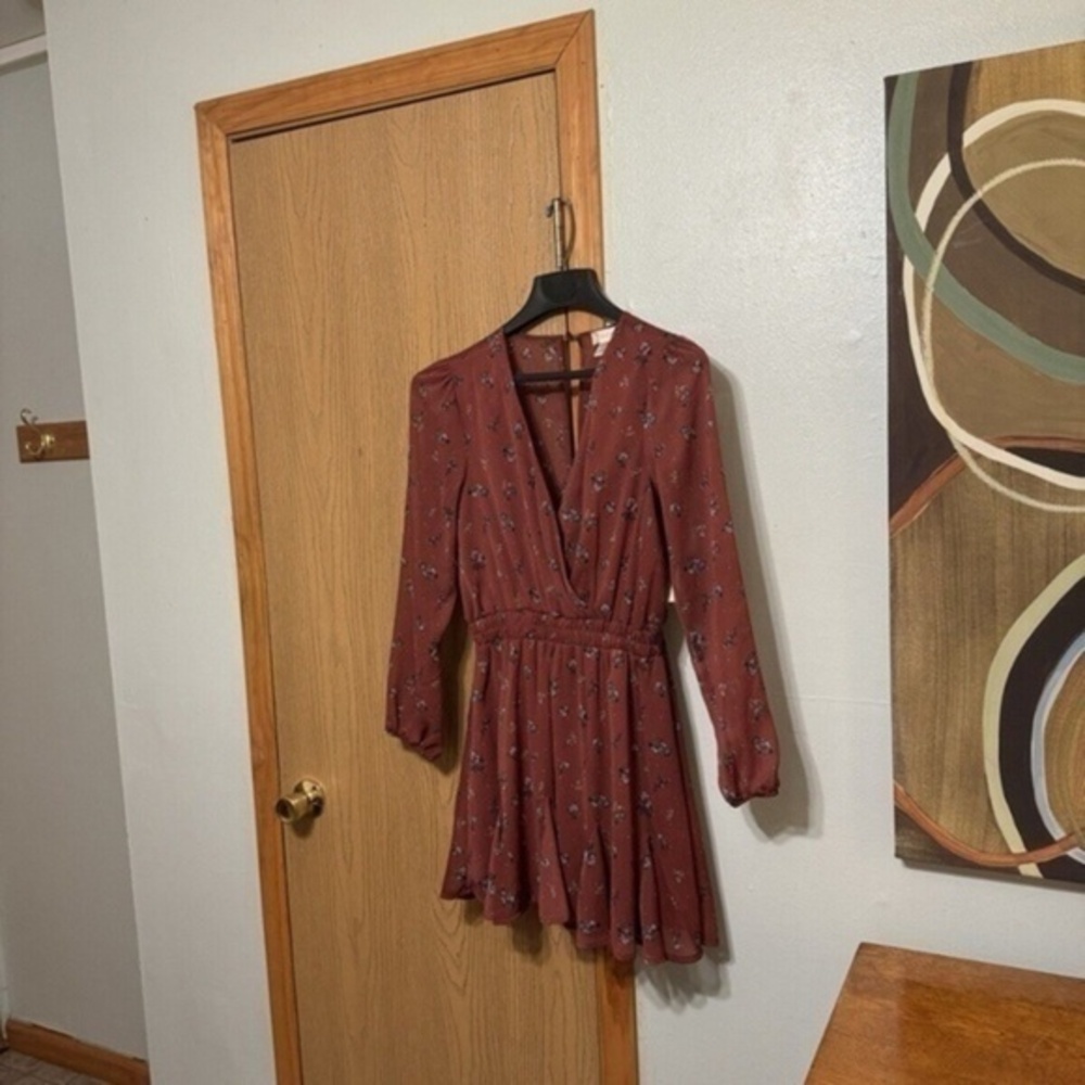 Altar'd State NWT Medium w/Floral Print Knee-Length Long Sleeve Faux Wrap Dress